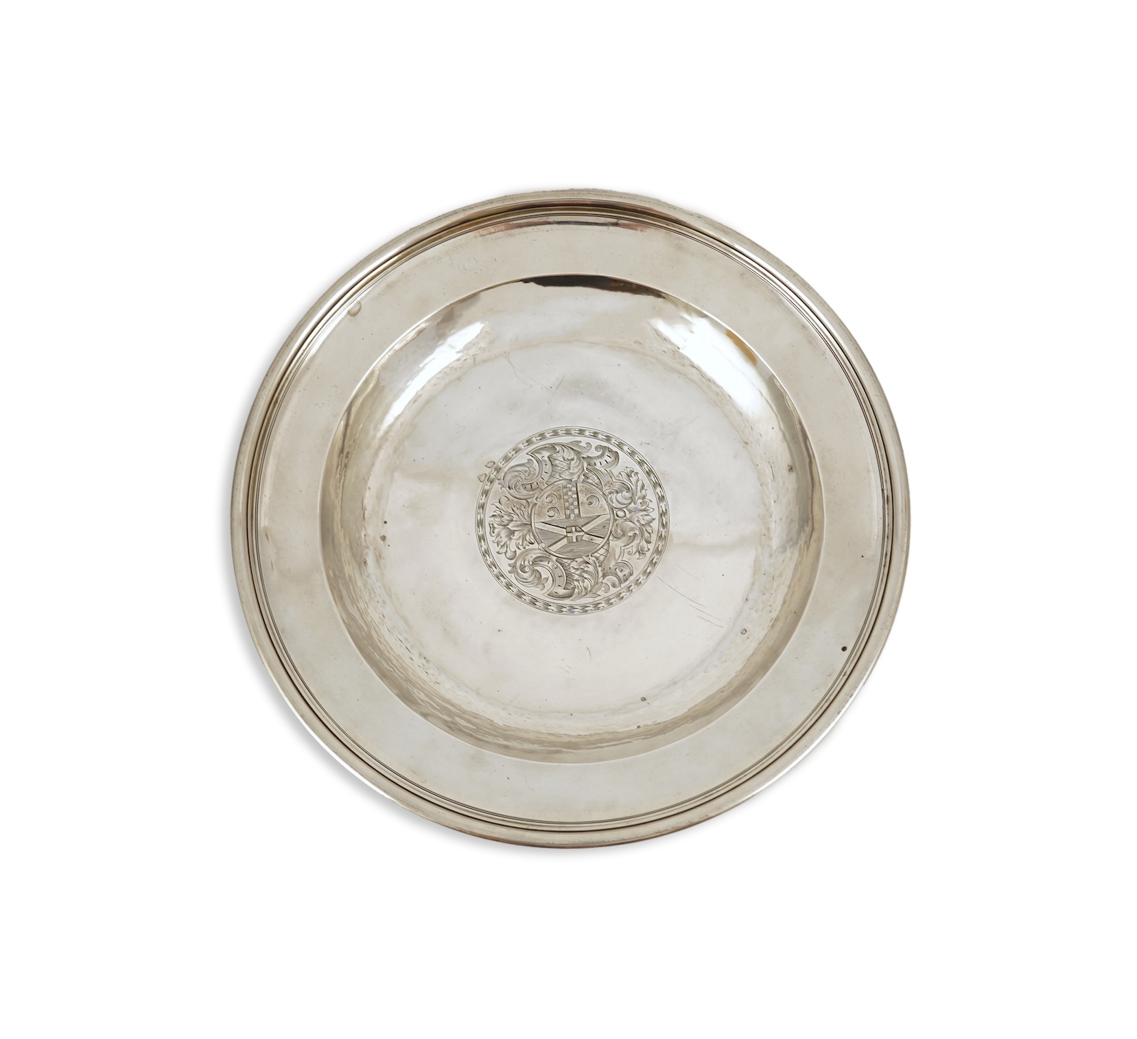 A Queen Anne Britannia standard silver soup plate, no makers mark